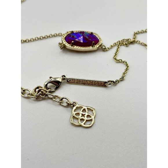 Kendra Scott Elisa Gold-Plated Necklace With Iridescent Opal Stone Pendant - Picture 5 of 6